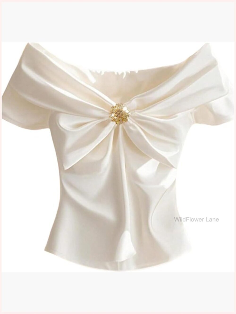Satin Silk Blouse Dressy Bow Knot Short Sleeve V Neck Business Casual Blouse